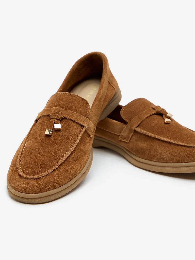 LUNA BLU Tan Suede Loafers