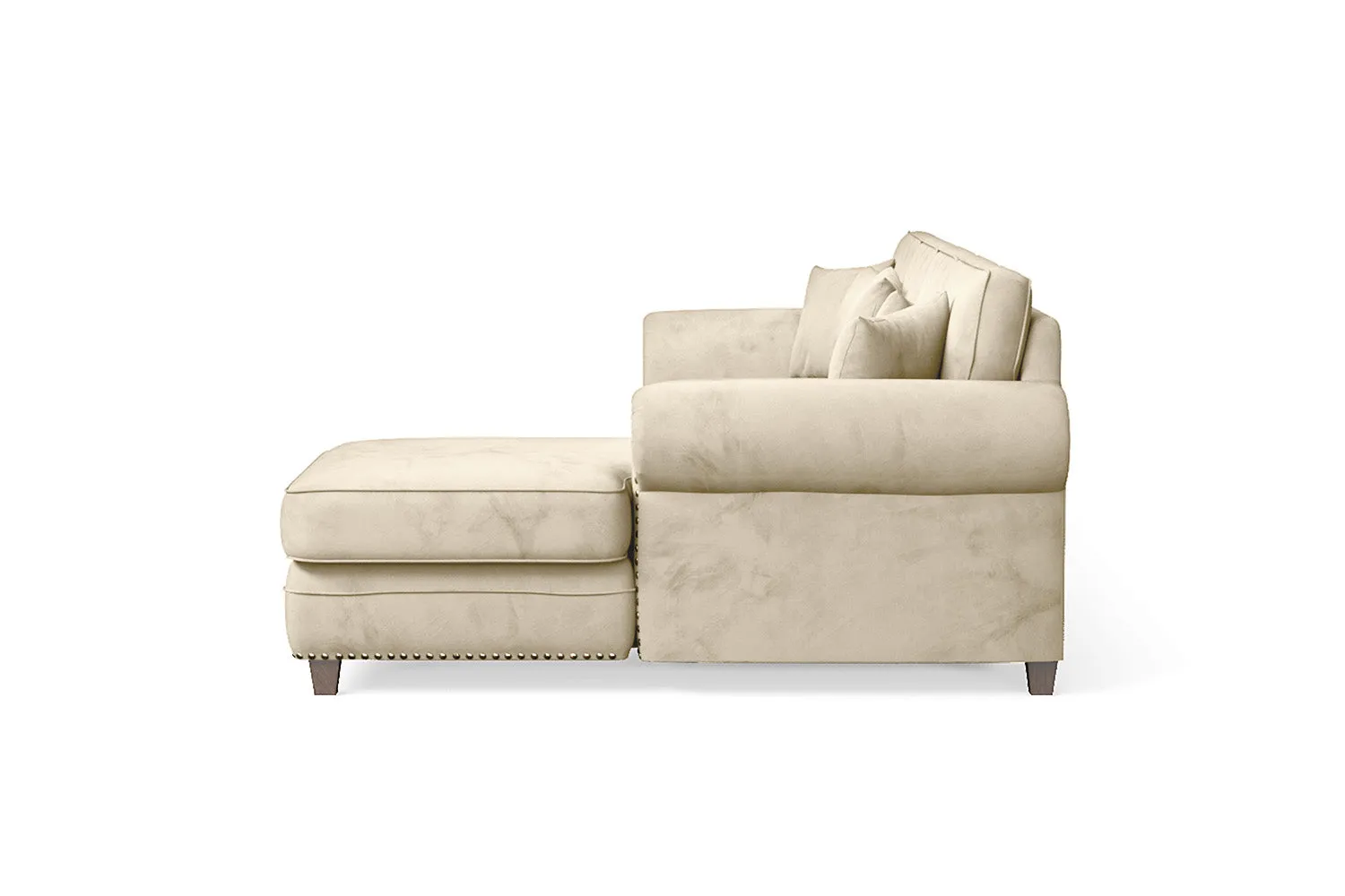 Marano 4 Seater Right Hand Facing Chaise Lounge Corner Sofa Cream Velvet