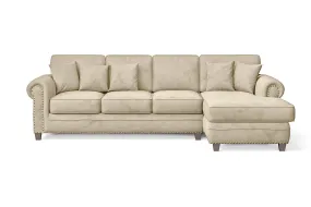 Marano 4 Seater Right Hand Facing Chaise Lounge Corner Sofa Cream Velvet