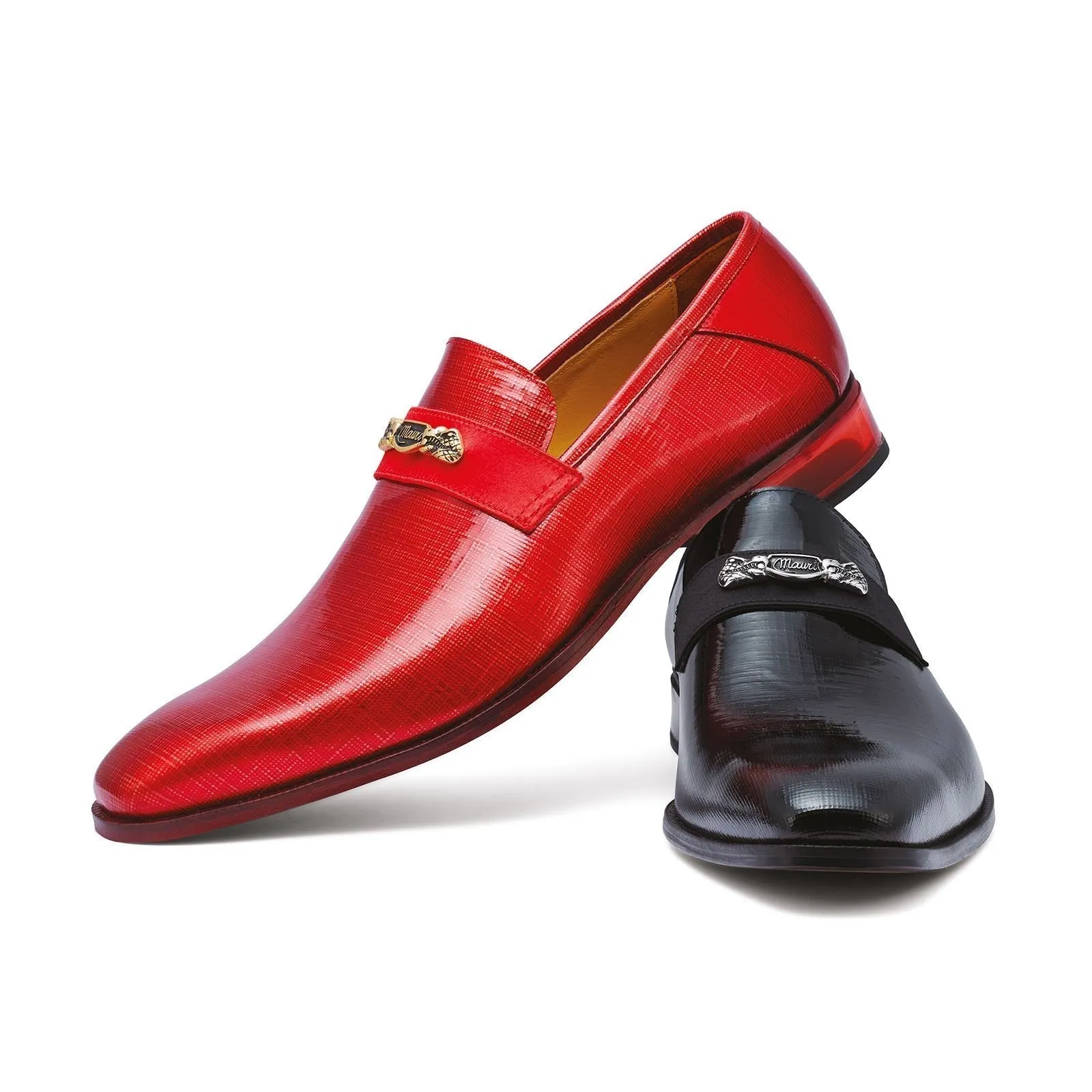 Mauri Player 4951 Men's Shoes Red Canapa / Satin Slip-On Loafers (MA5251)