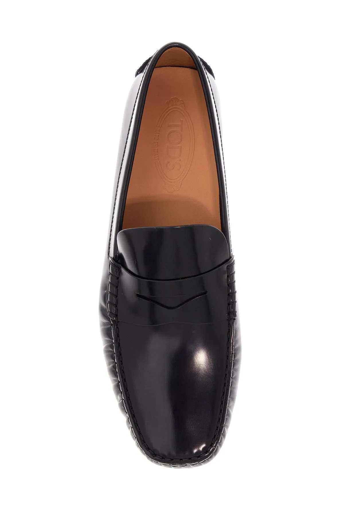 MEN'S BLACK CALFSKIN LOAFERS WITH ELEGANT INSERT AND RUBBER SOLE