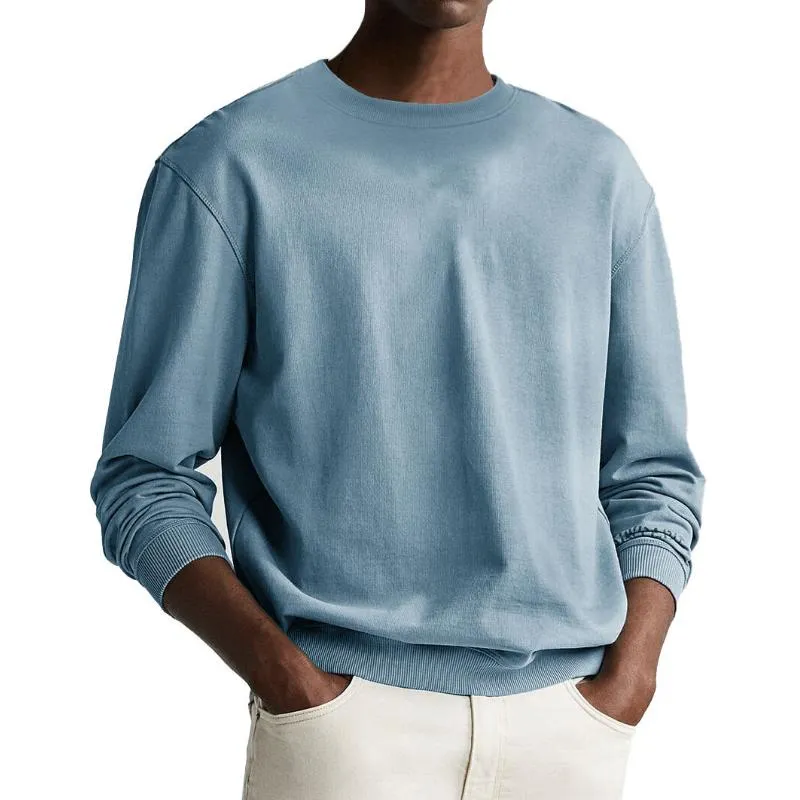 Men's Solid Color Round Neck Long Sleeve Sweatshirt 67619707Y