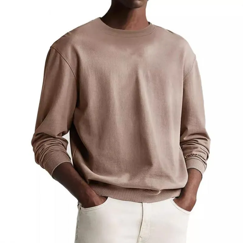 Men's Solid Color Round Neck Long Sleeve Sweatshirt 67619707Y