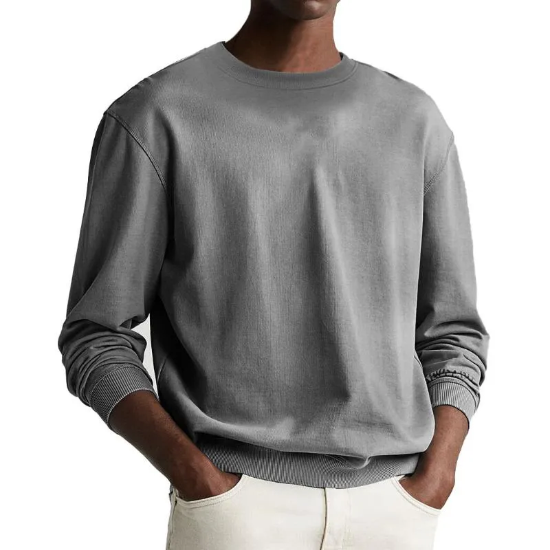 Men's Solid Color Round Neck Long Sleeve Sweatshirt 67619707Y