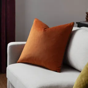 Meridian Velvet Cushion Pumpkin/Mocha