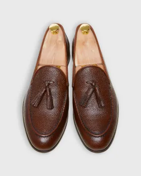 Nassau Tassel Loafer in Tobacco Pebble Grain Leather