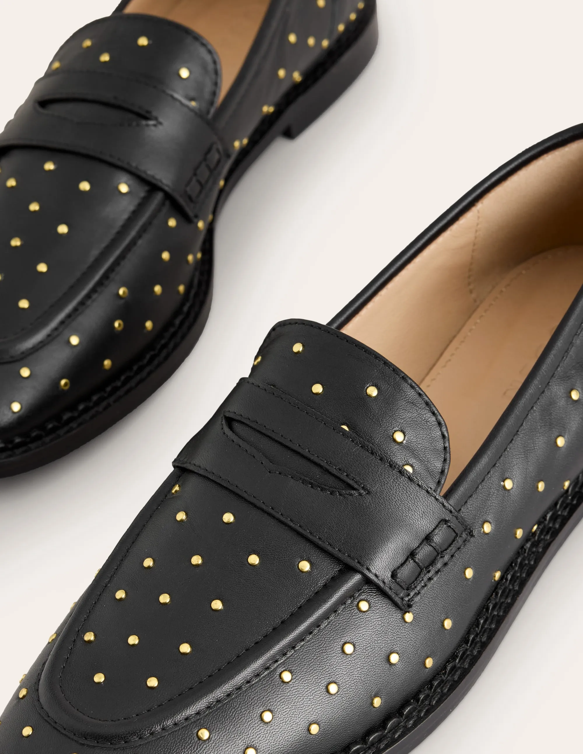 Nya Structured Penny Loafers-Black Studs