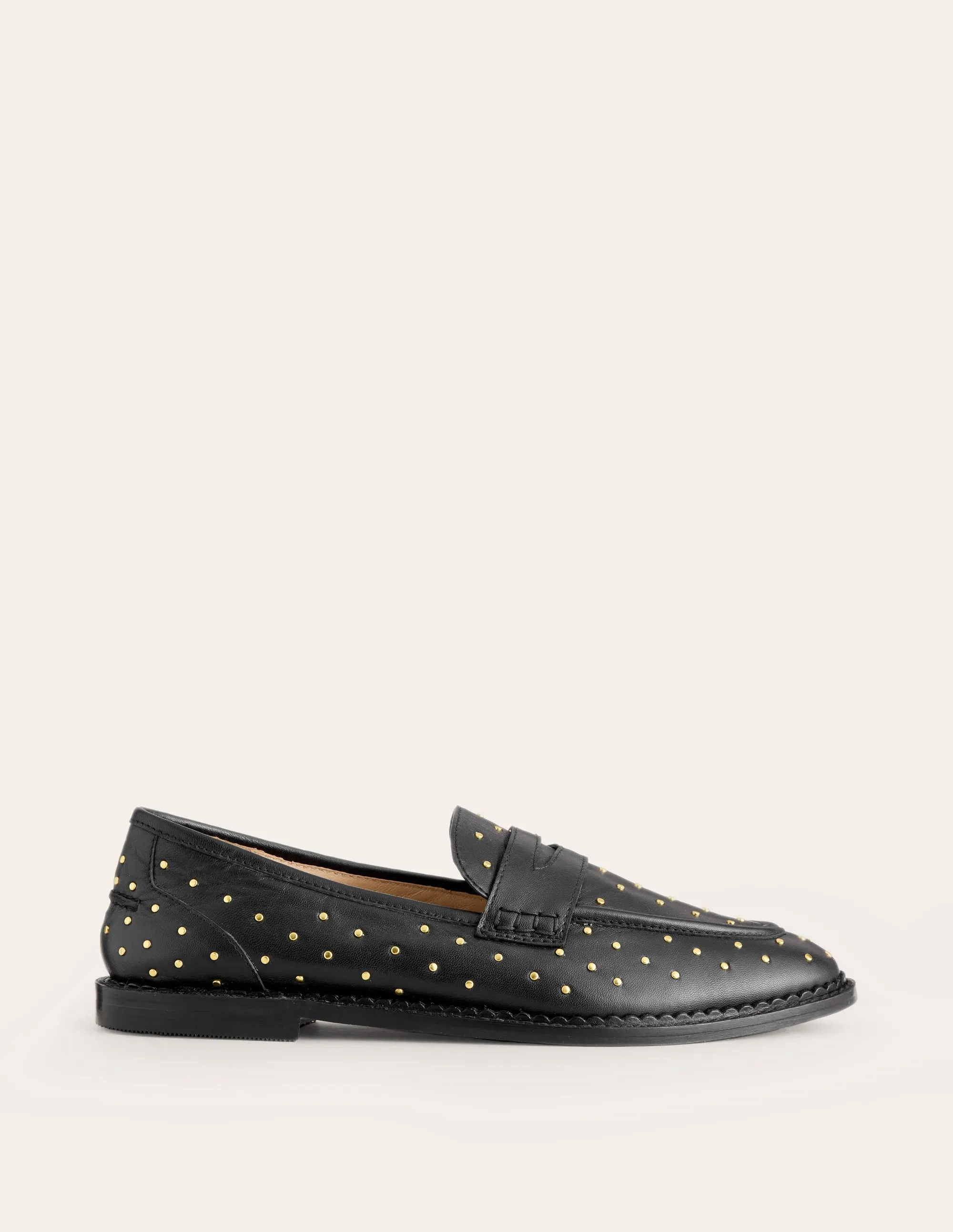 Nya Structured Penny Loafers-Black Studs