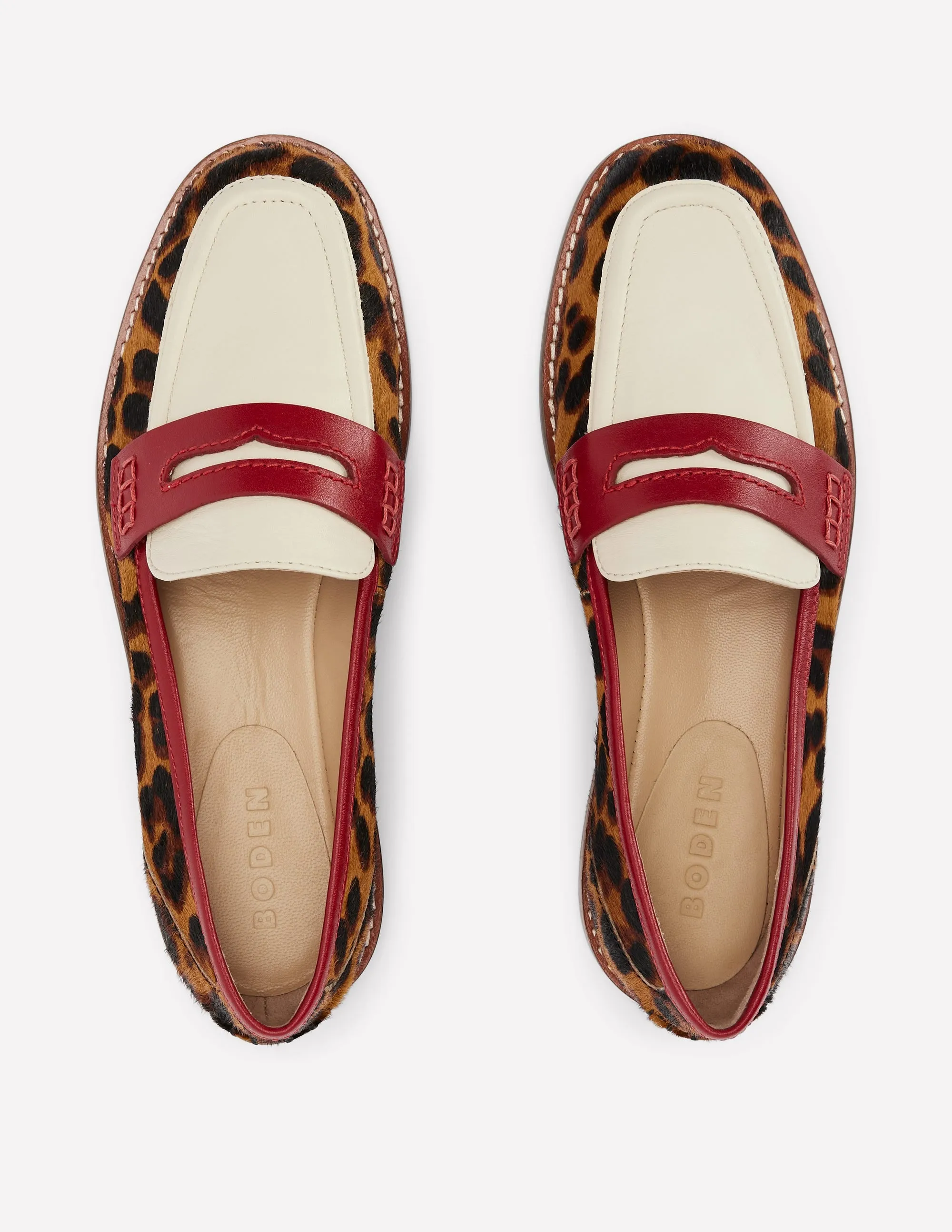 Nya Structured Penny Loafers-Leopard Colourblock