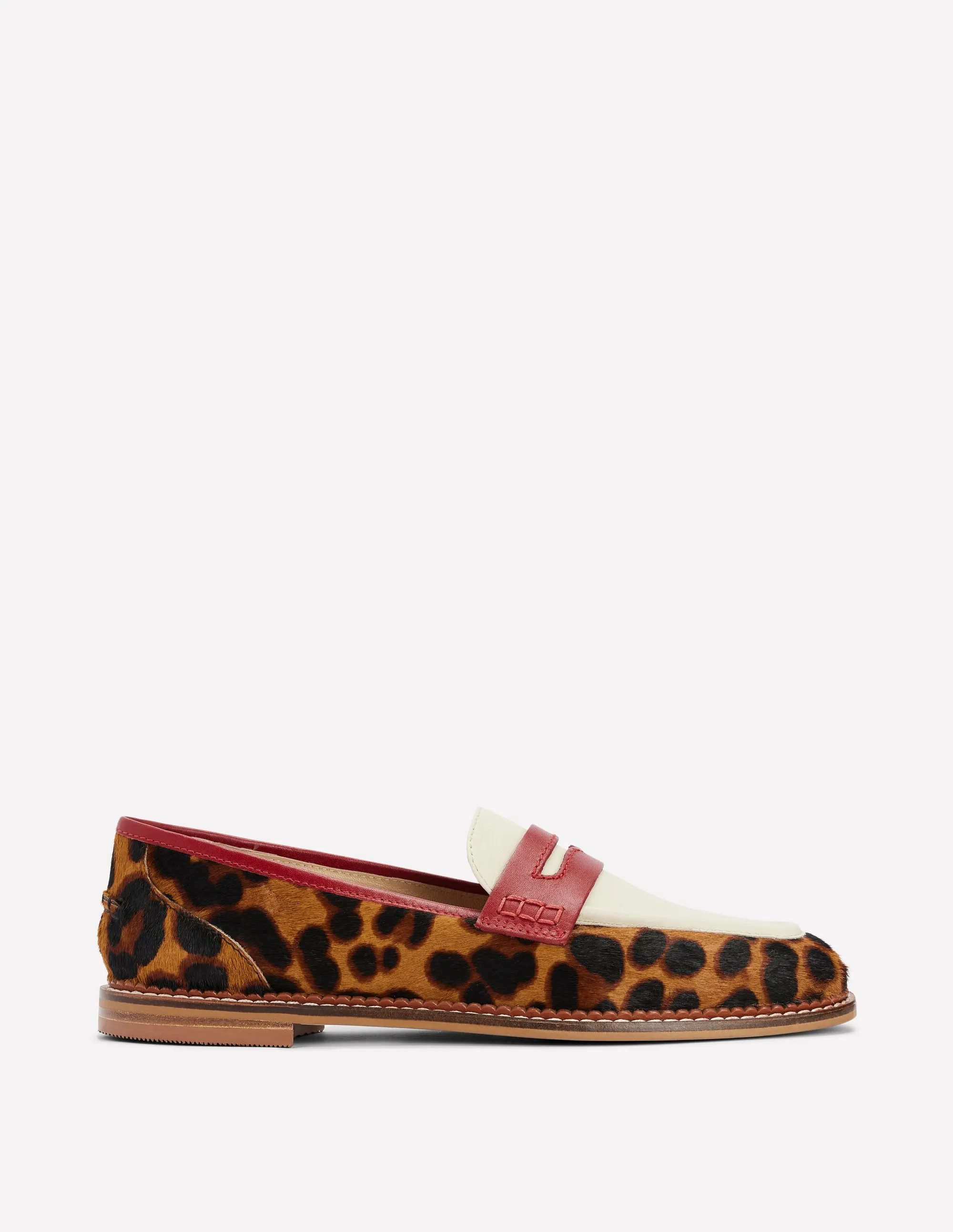 Nya Structured Penny Loafers-Leopard Colourblock