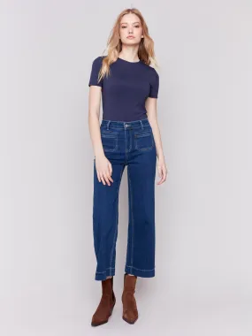 Patch Pocket Flare Jeans - Indigo