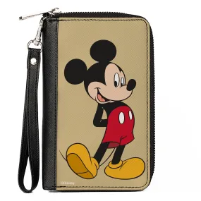 PU Zip Around Wallet Rectangle - Classic Mickey Mouse Standing Pose Yellow