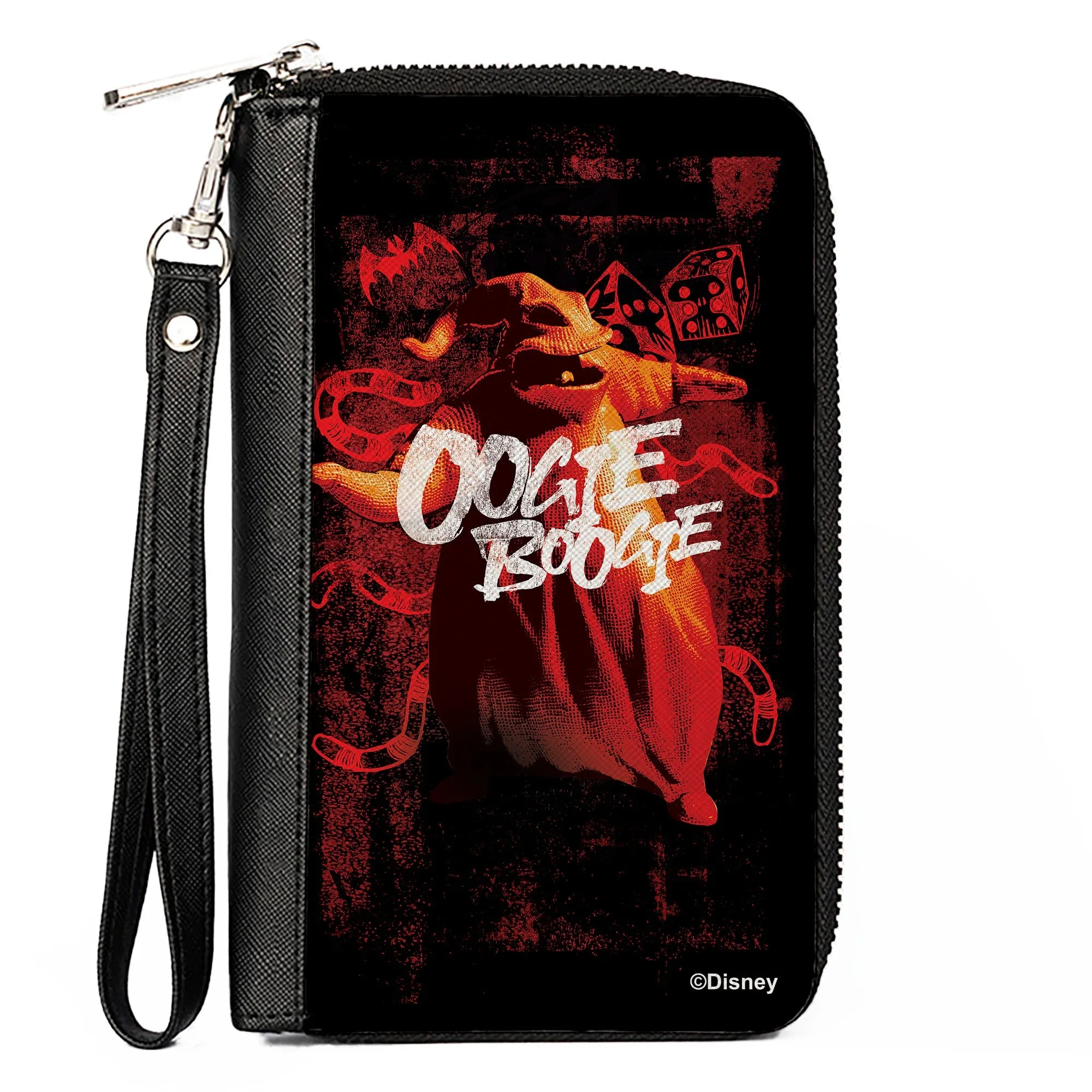 PU Zip Around Wallet Rectangle - The Nightmare Before Christmas OOGIE BOOGIE Pose and Icons Black/Oranges