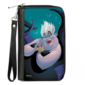 PU Zip Around Wallet Rectangle - Ursula Pose   Jetsam Face/Bubbles Blues