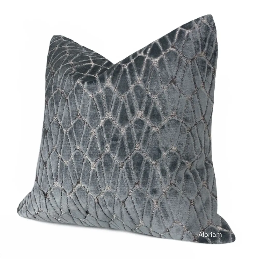 Rombo Storm Gray Cut Velvet Pillow Cover (Romo Black Edition Fabric)