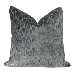 Rombo Storm Gray Cut Velvet Pillow Cover (Romo Black Edition Fabric)