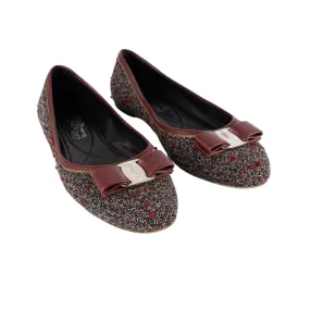 Salvatore Ferragamo Vara Bow Accent Tweed Flats