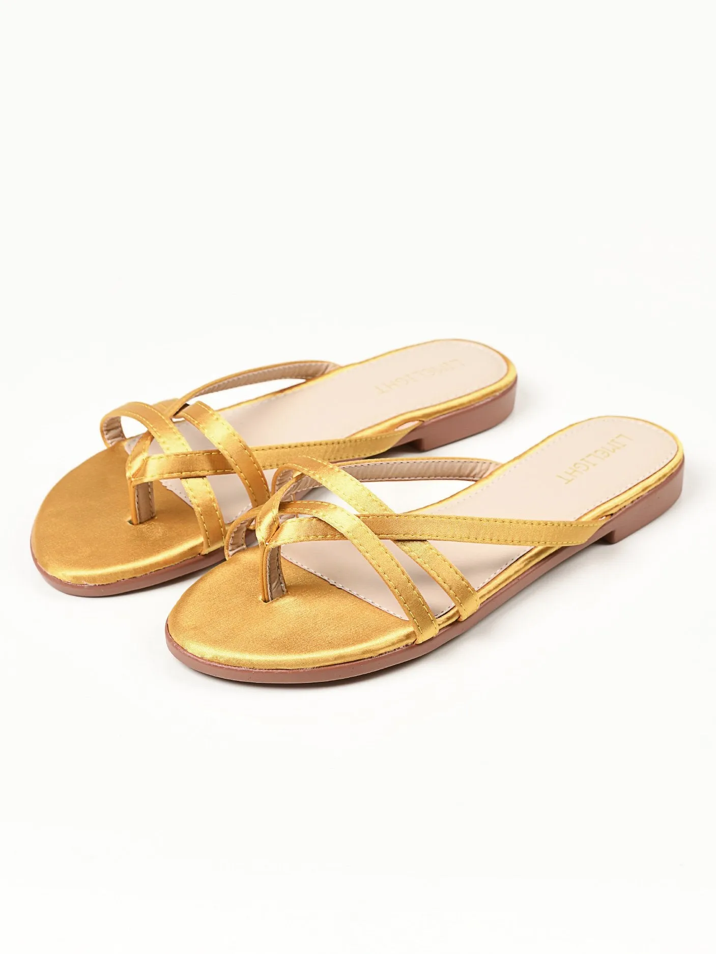 Satin Strap Flats - Yellow