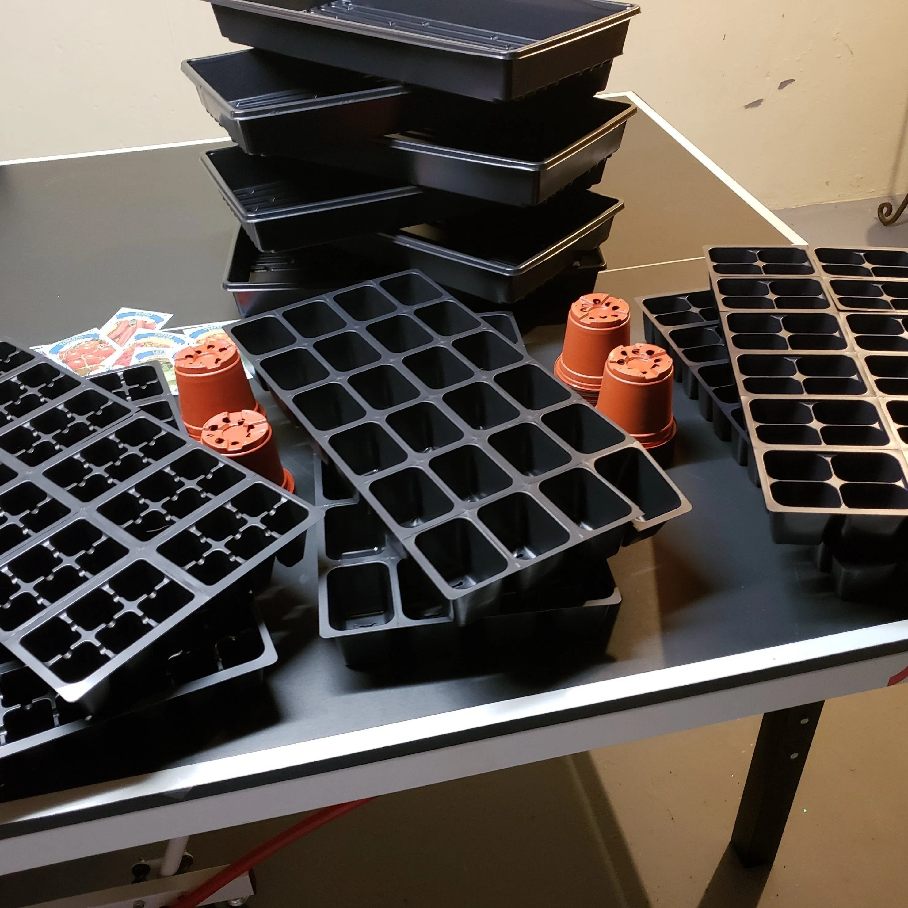 Seed Cell and Flat Package.  6 flats, 6 various seed cell inserts and 20 Transplant Pots with a 6 Pack of Seed Grab Bag Bonus