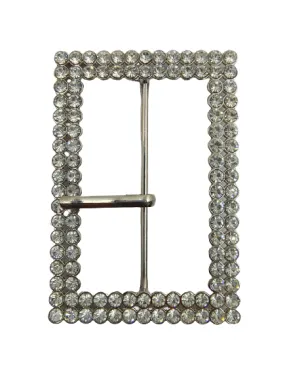 Shiny Rhinestone Prong Silver Metal Buckle