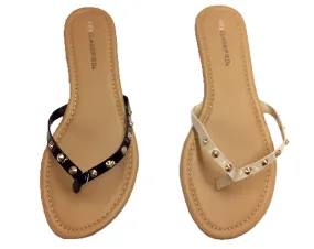 Slip-On Studded Flat Thong Sandals