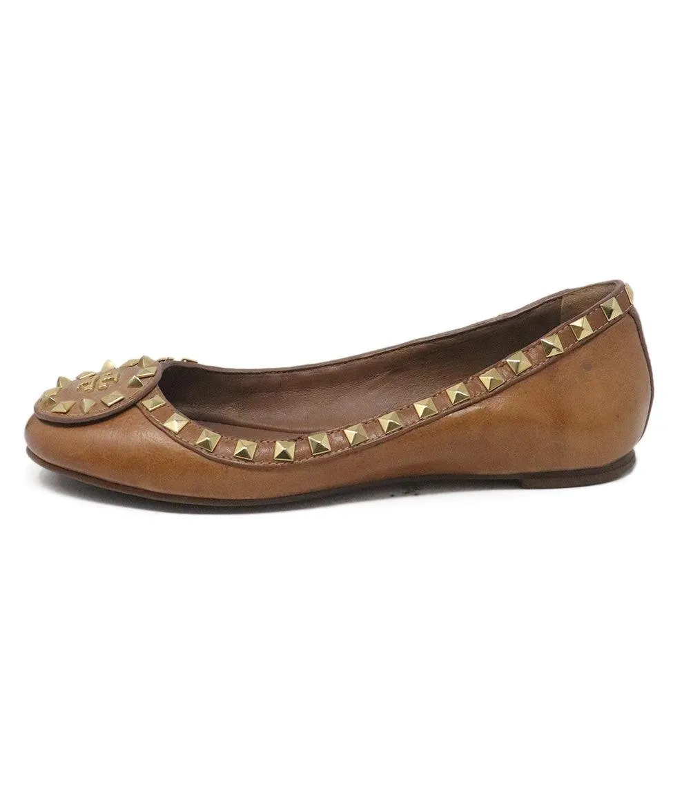 Tory Burch Brown Leather Studded Flats sz 6