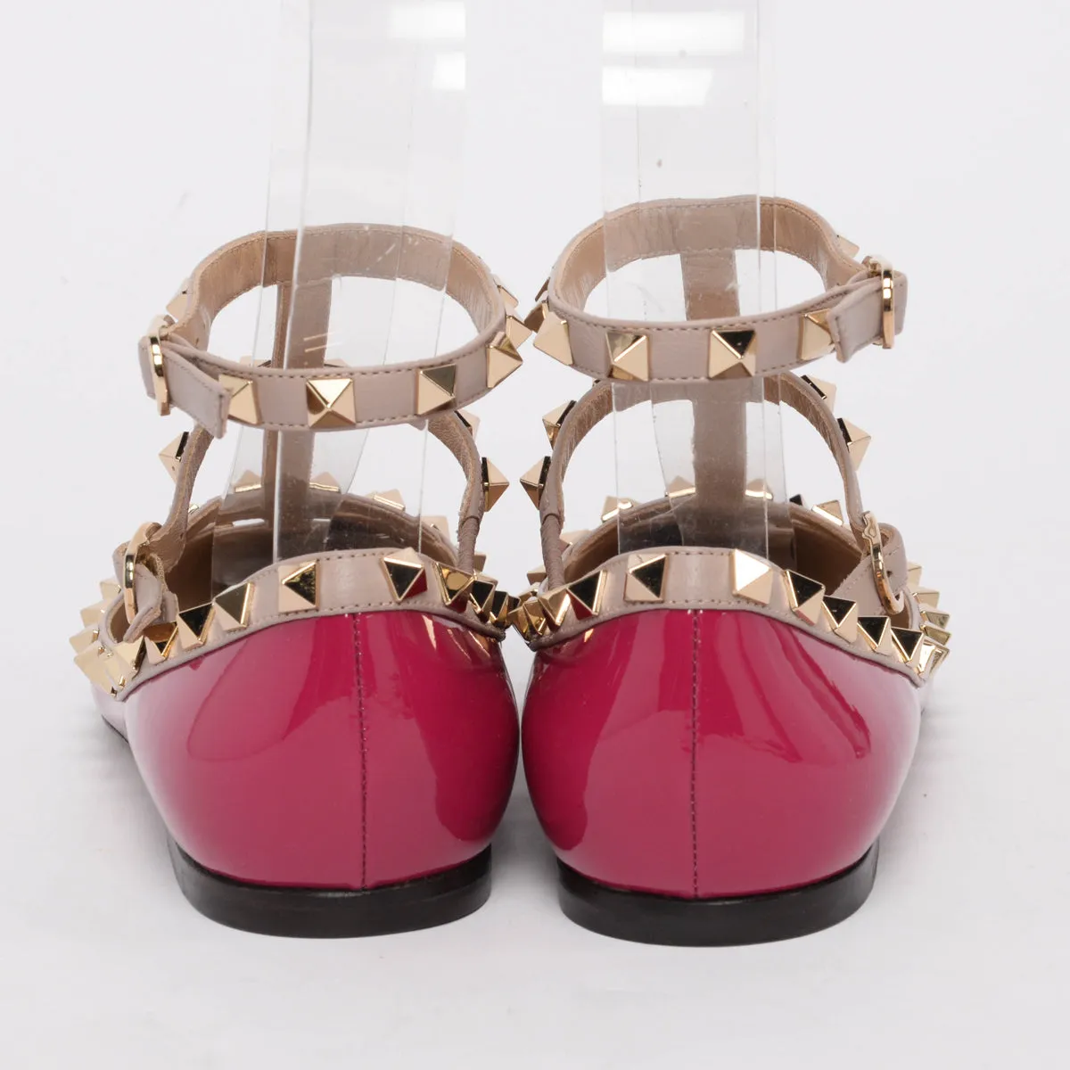 Valentino Deep Cyclamen Rockstud Cage Ballerina Flats 36.5