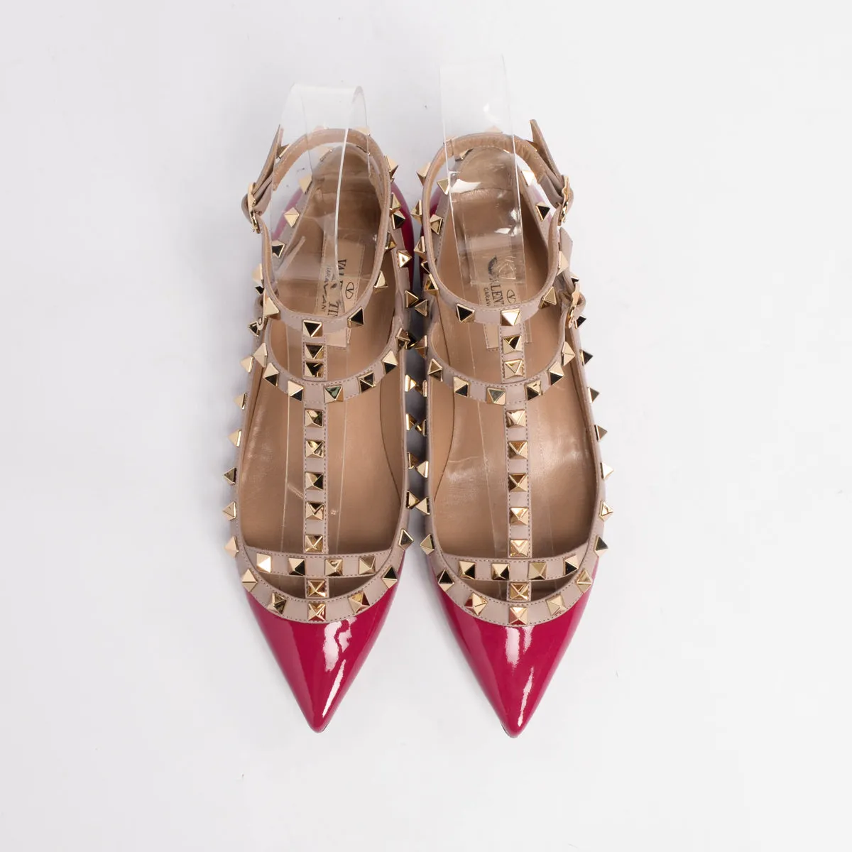 Valentino Deep Cyclamen Rockstud Cage Ballerina Flats 36.5