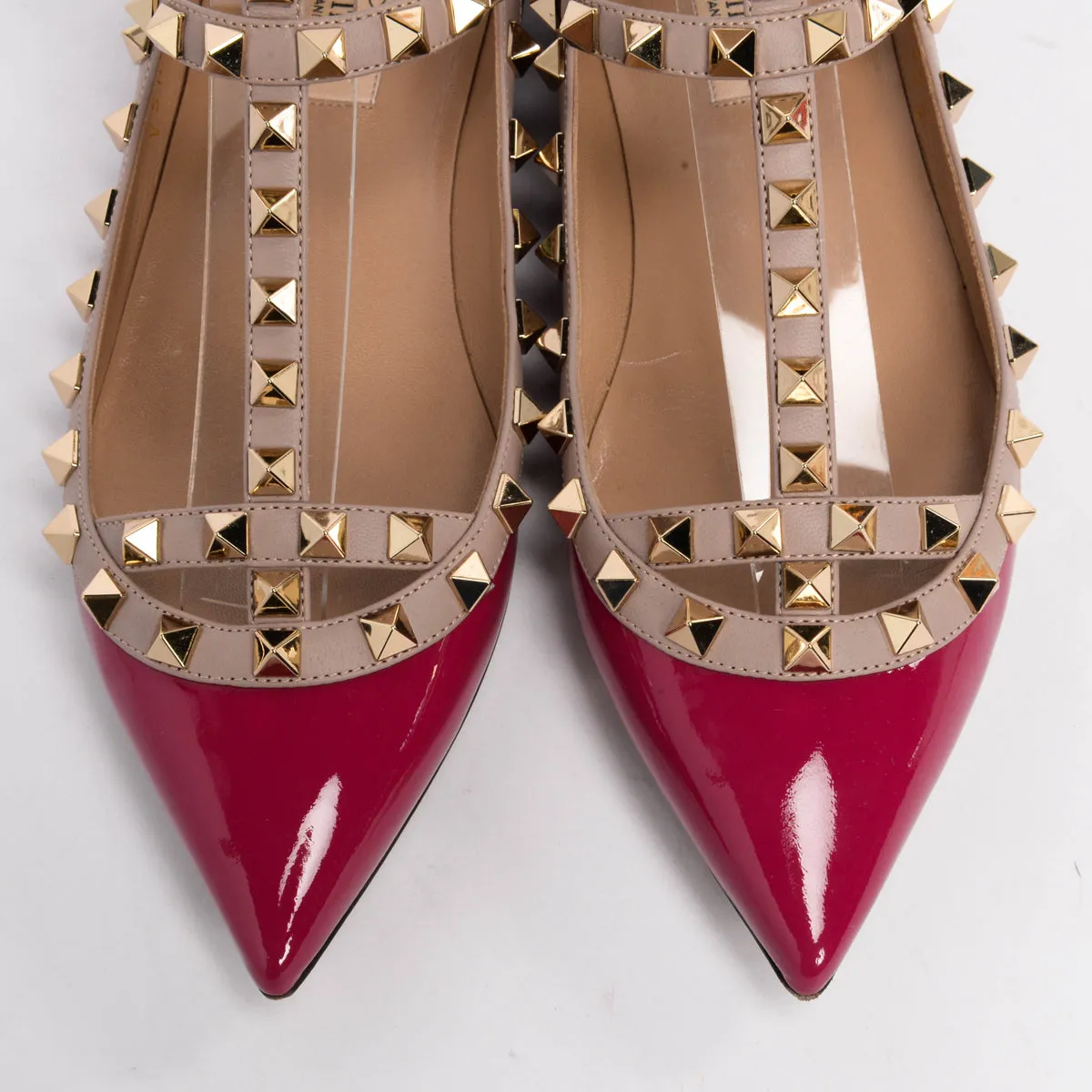 Valentino Deep Cyclamen Rockstud Cage Ballerina Flats 36.5