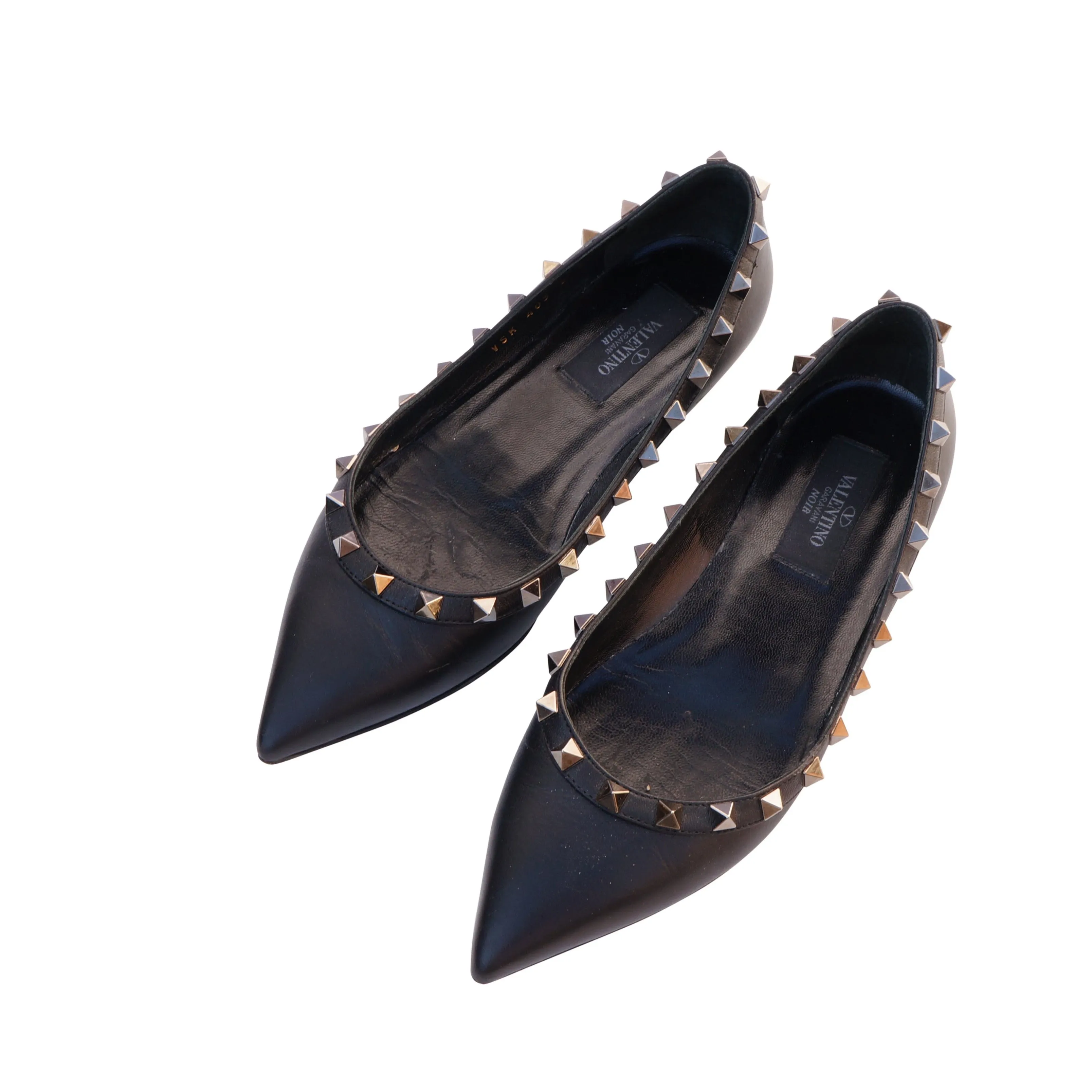 Valentino Garavani Leather Flats Black Rockstud