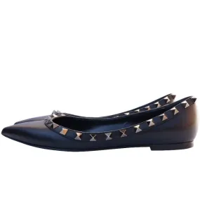 Valentino Garavani Leather Flats Black Rockstud