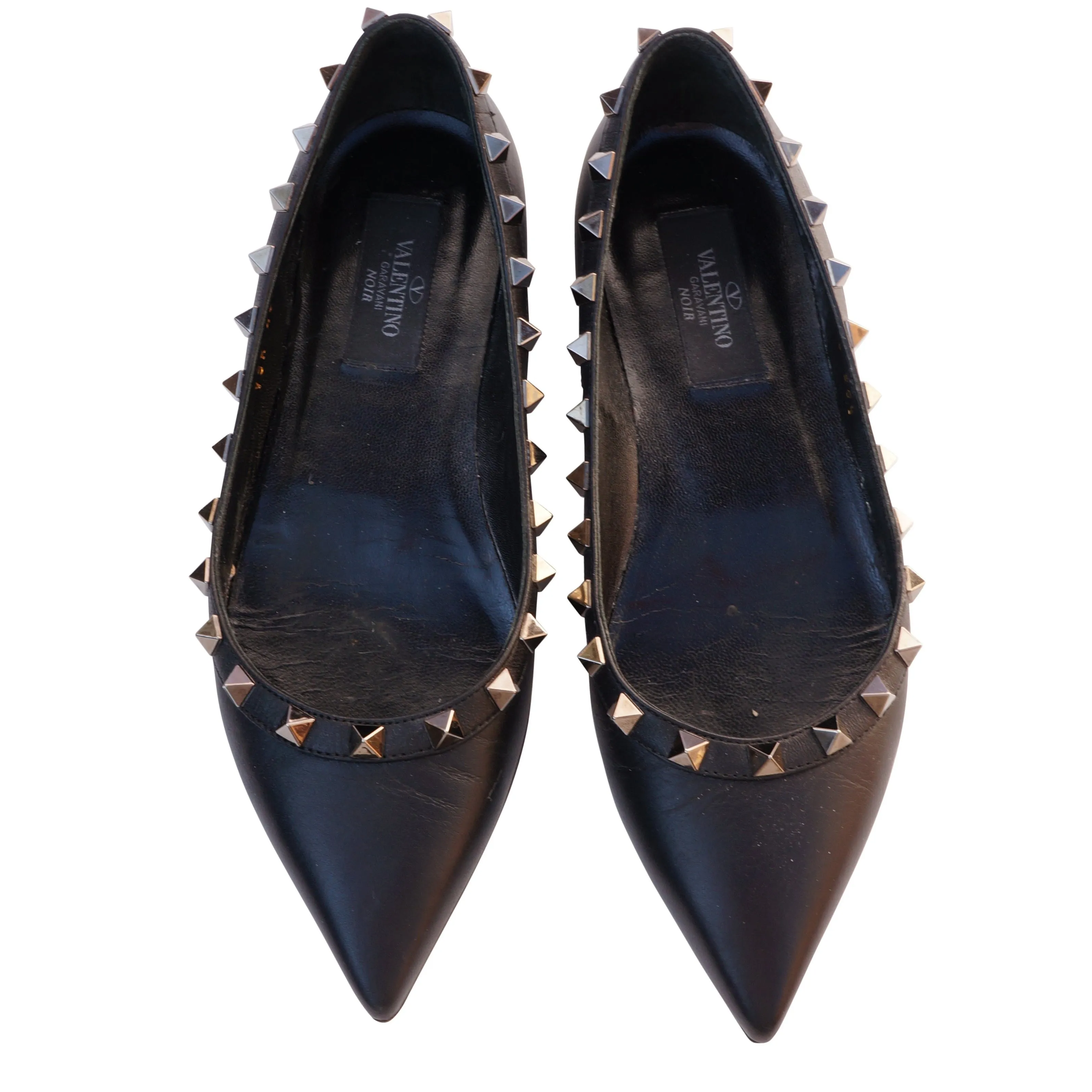 Valentino Garavani Leather Flats Black Rockstud