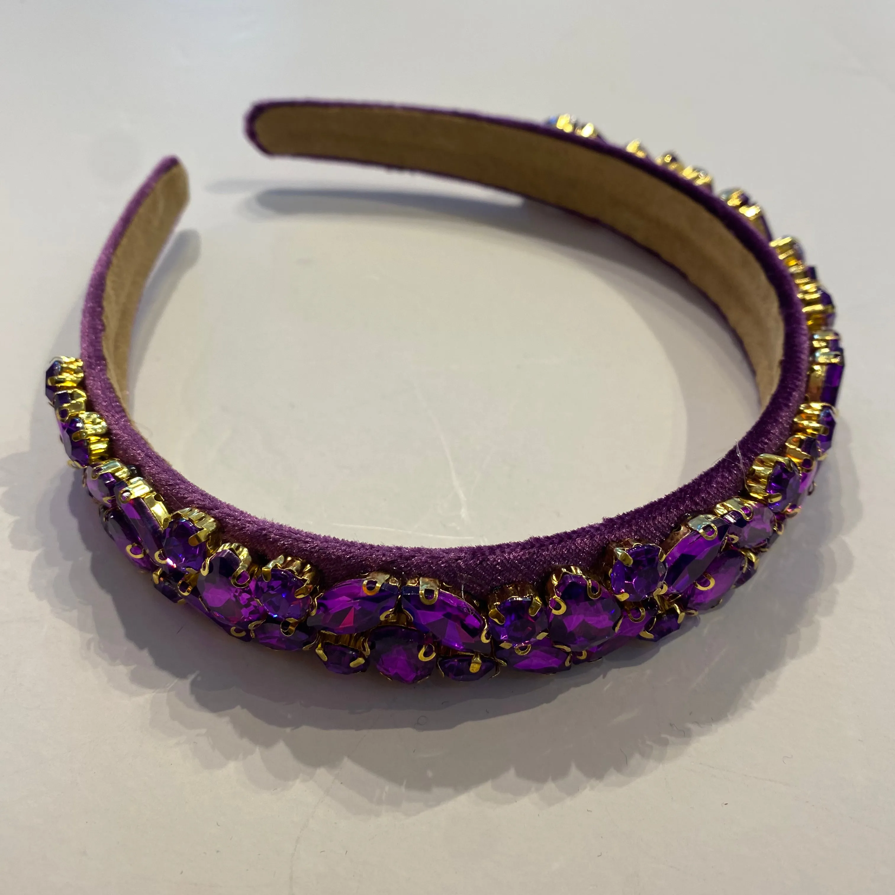 Velvet and Diamante Hairband - Purple