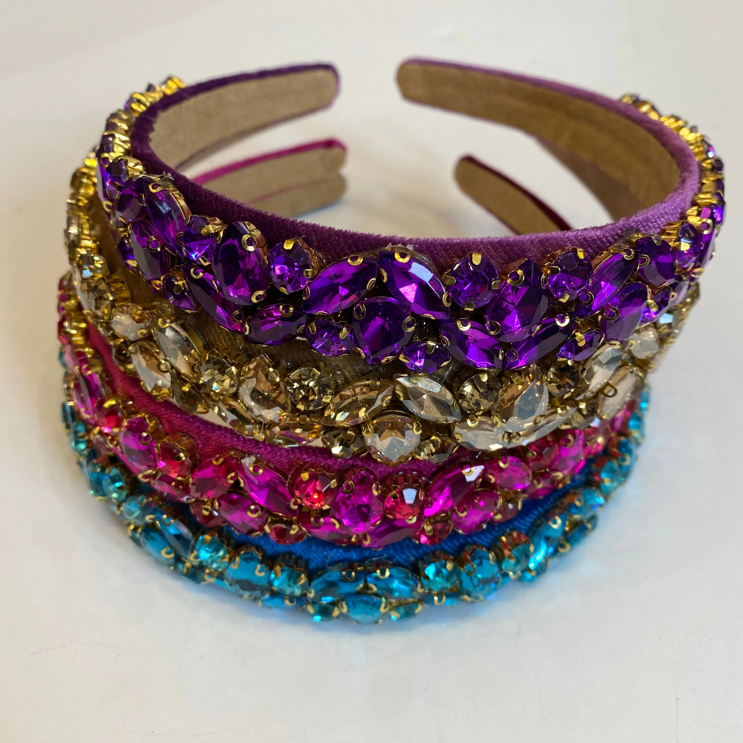 Velvet and Diamante Hairband - Purple