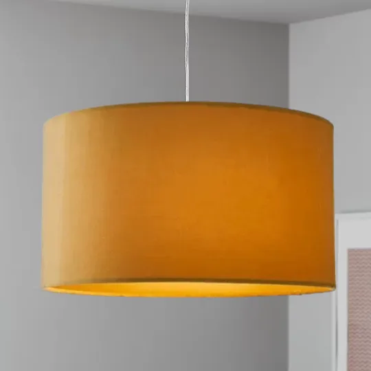 Yellow Velvet Drum Light Shade 35cm